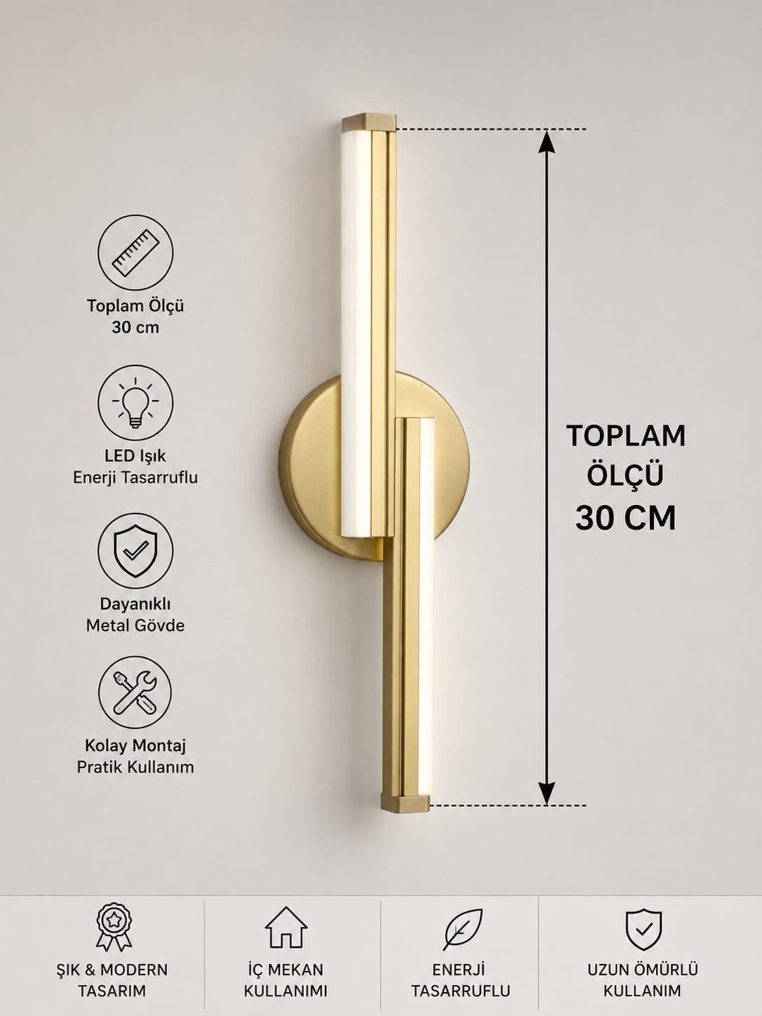 Çift Yön Aplik 30CM Pilli